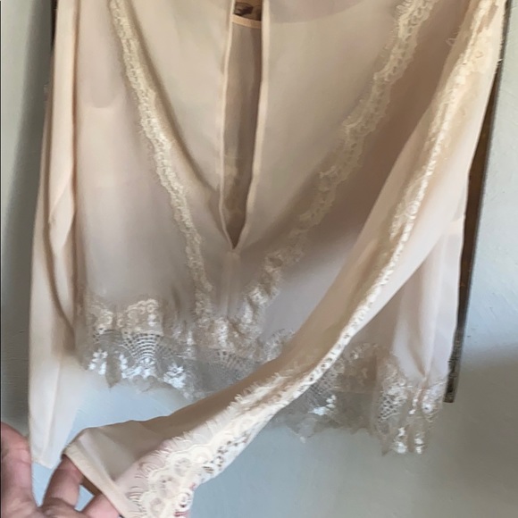 NWT HM H&M NEW YORK CITY STORE IVORY BOHO EMBROIDERED SHEER TOP LACE BLOUSE TOP - Picture 7 of 16